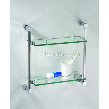 Chrome Bathroom Dual Tier Bathroom Glass Shelf